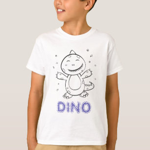 Dinosaur - Sketched Animal - Black, White & Purple T-Shirt