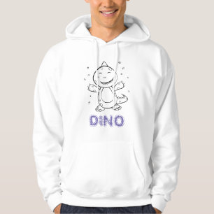 Dinosaur - Sketched Art Animal in Black & White Hoodie