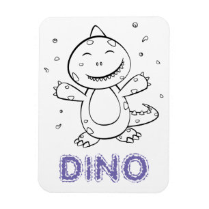 Dinosaur - Sketched Art Animal in Black & White Magnet