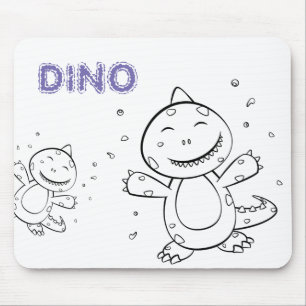 Dinosaur - Sketched Art Animal in Black & White Mouse Pad