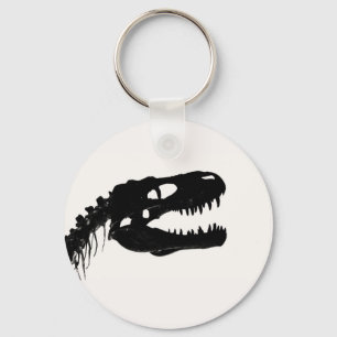 Dinosaur skull skeleton silhouette keychain