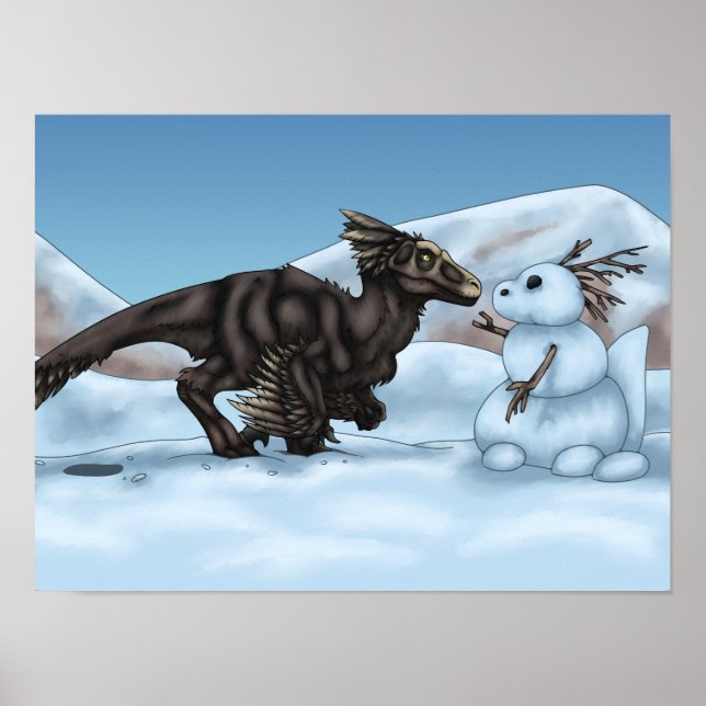 Dinosaur Snowman Poster (Front)