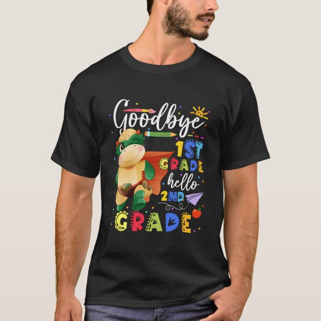 Dinosaur So Long 1St Grade Hello 2Nd Grade Back To T-Shirt (Front)