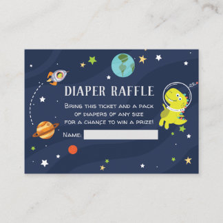 Dinosaur Space Diaper Raffle Enclosure Card