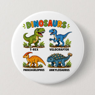 Dinosaur Species Learning for Kids 3 Inch Round Button