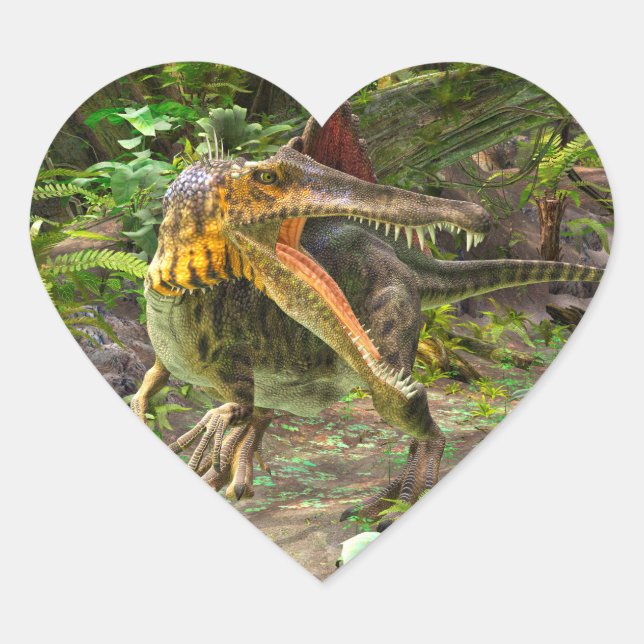 Dinosaur Spinosaurus Heart Sticker (Front)