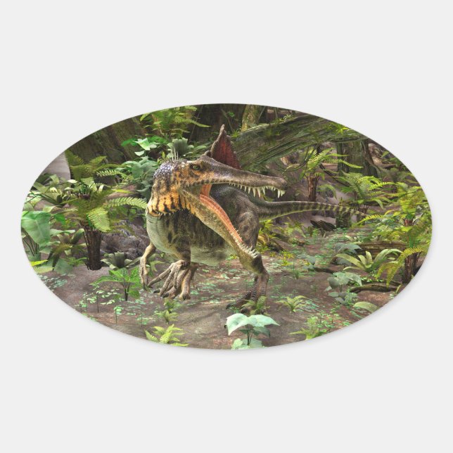 Dinosaur Spinosaurus Oval Sticker (Front)