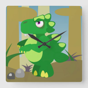 Dinosaur Square Wall Clock