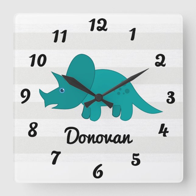 Dinosaur Square Wall Clock (Front)