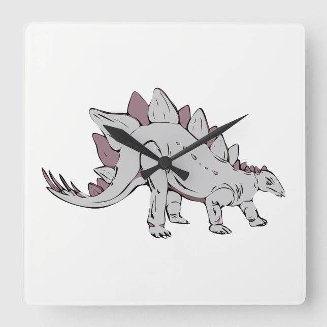 Dinosaur Square Wall Clock (Front)