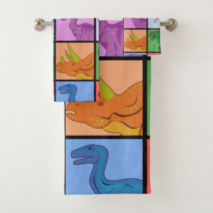 Dinosaur Squares Bath Towel Set