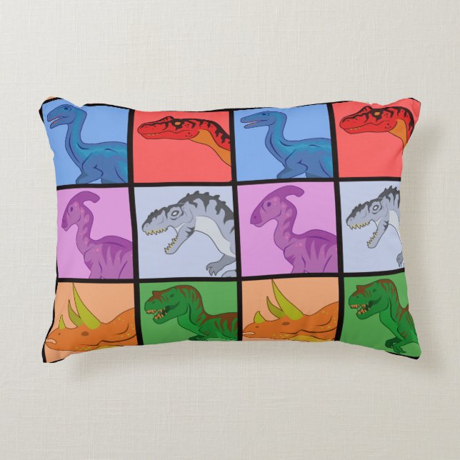Dinosaur Squares Decorative Pillow (Front)
