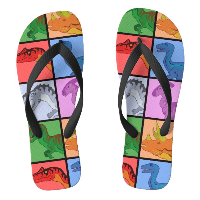 Dinosaur Squares Flip Flops (Footbed)