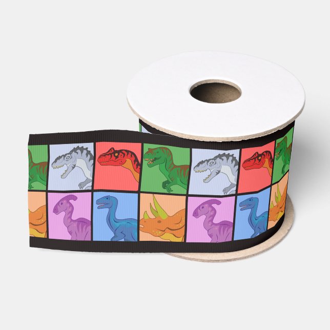Dinosaur Squares Grosgrain Ribbon (Spool)