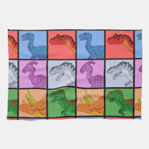 Dinosaur Squares Kitchen Towel