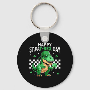 Dinosaur St Patricks Day Happy St Pat T Rex Day Bo Keychain