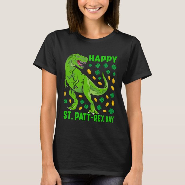 Dinosaur St Patricks Day Happy St Pat Trex rex Boy T-Shirt (Front)