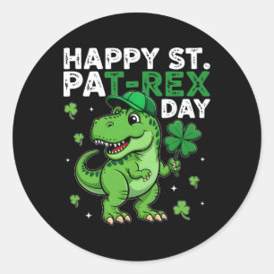 Dinosaur St Patricks Day Lucky Shamrock Irish Boys Classic Round Sticker