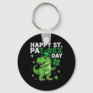 Dinosaur St Patricks Day Lucky Shamrock Irish Boys Keychain