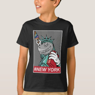 Dinosaur Statue Of Liberty New York Graphic T-Shirt