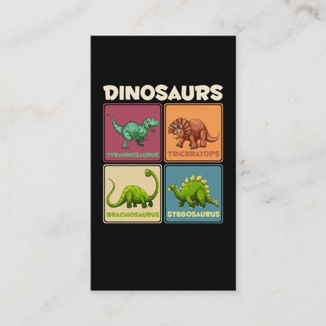 Dinosaur Stegosarus T-rex Triceratops Dino Business Card (Front)
