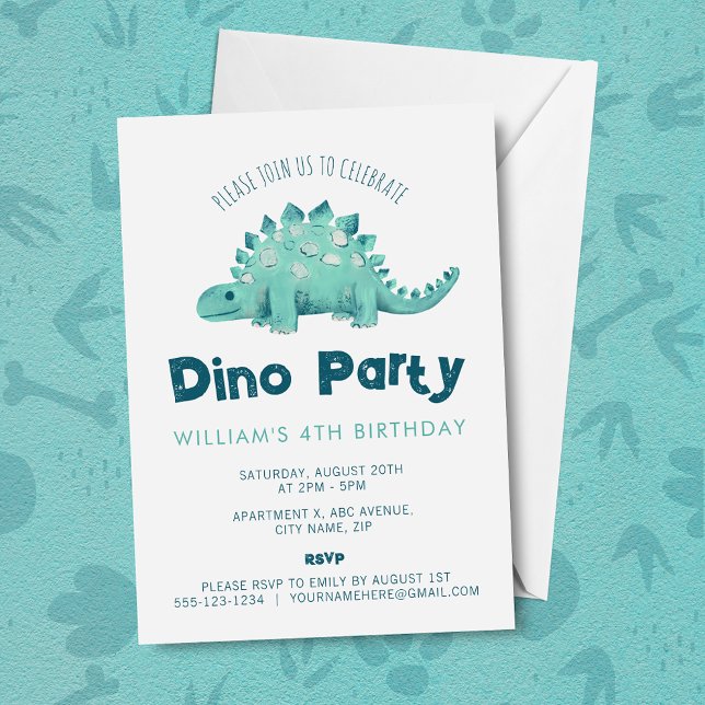 Dinosaur Stegosaurus Boys Birthday Invitation (Creator Uploaded)