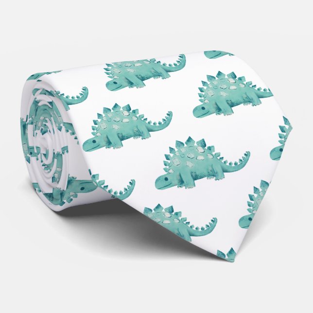 Dinosaur Stegosaurus Pattern Tie (Rolled)