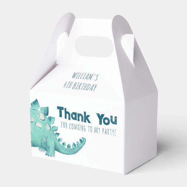 Dinosaur Stegosaurus Thank you Boys Birthday Party Favor Box (Front Side)