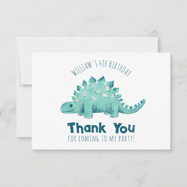 Dinosaur Stegosaurus Thank You Card (Front)