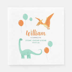 Dinosaur Stomp Chomp Rawr Birthday Party Boy Napkin