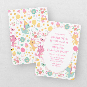 Dinosaur Stompin 4th Birthday Tea Rex Party Invitation