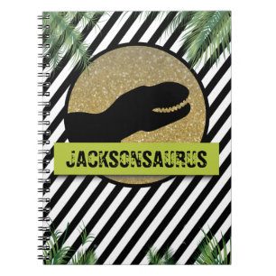 Dinosaur striped monogram notebook