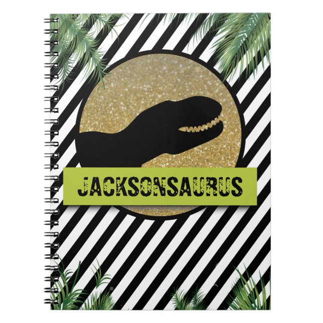 Dinosaur striped monogram notebook (Front)