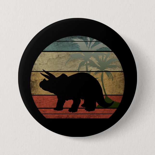 DINOSAUR SUNSET 3 INCH ROUND BUTTON (Front)