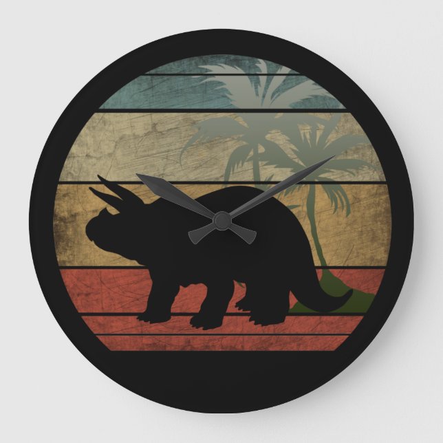 DINOSAUR SUNSET 3 LARGE CLOCK (Front)