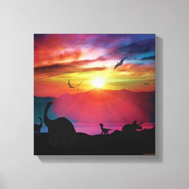 Dinosaur Sunset Canvas Print (Front)