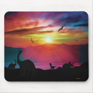 Dinosaur Sunset Mouse Pad
