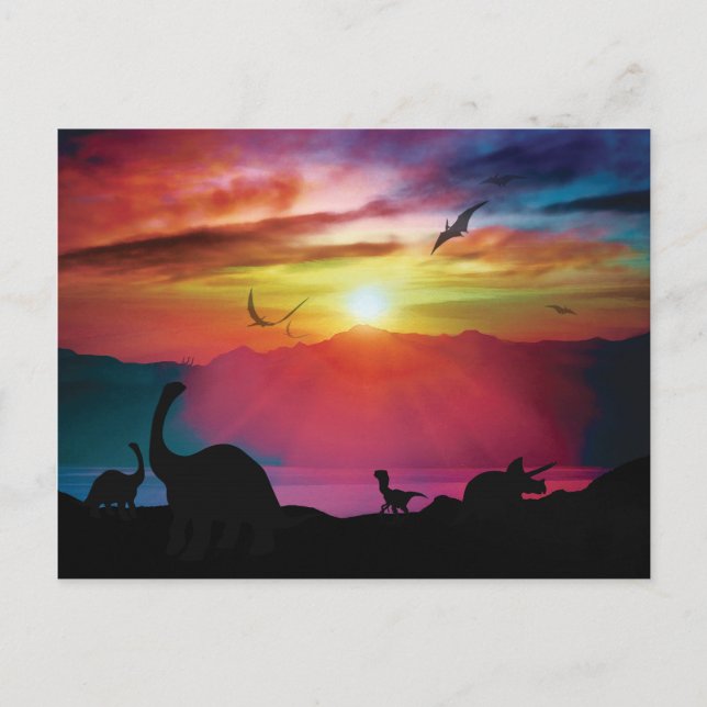Dinosaur Sunset Postcard (Front)
