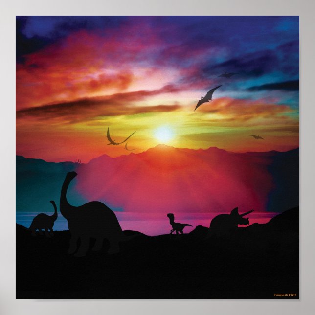 Dinosaur Sunset Poster (Front)
