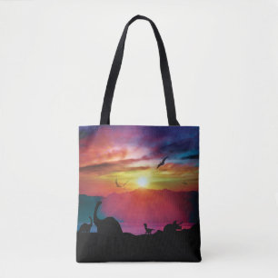 Dinosaur Sunset Tote Bag