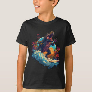 Dinosaur Surfboard Beach Surf Surfer Dinosaur T Re T-Shirt