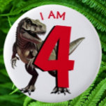 Dinosaur T Rex 2 Inch Round Button<br><div class="desc">Dinosaur Birthday Step into a world of prehistoric wonder with Love Dinosaurs Button's collection of dinosaur party pin badges! These unique and custom-designed pins are the perfect way to transport your kids back to the dinosaur age, sparking their imagination and curiosity. Whether it's for a birthday party or just a...</div>
