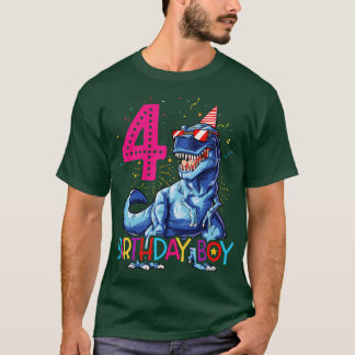 Dinosaur T rex 4 year Old T Kids 4th Birthday T-Shirt