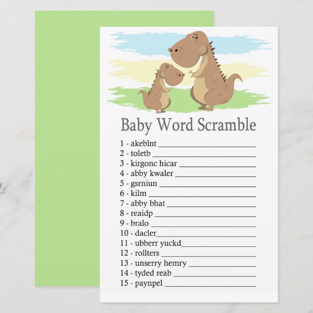 Dinosaur T-rex Baby word scramble game (Front/Back)