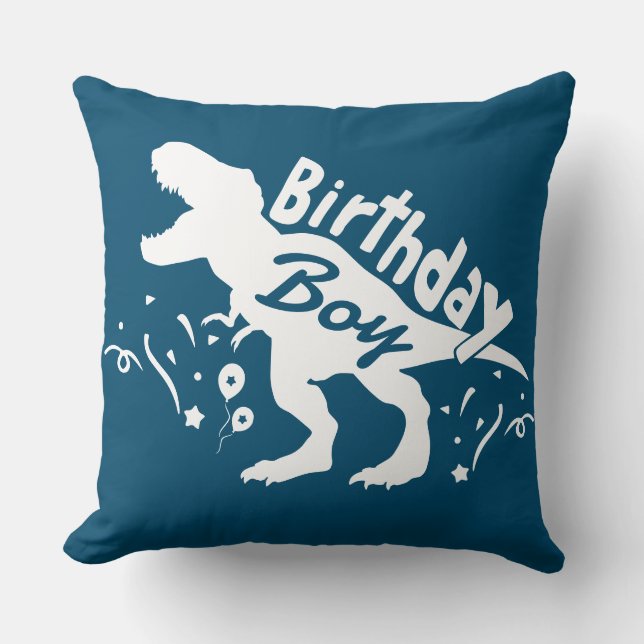 Dinosaur T Rex BIRTHDAY BOY Throw Pillow (Front)