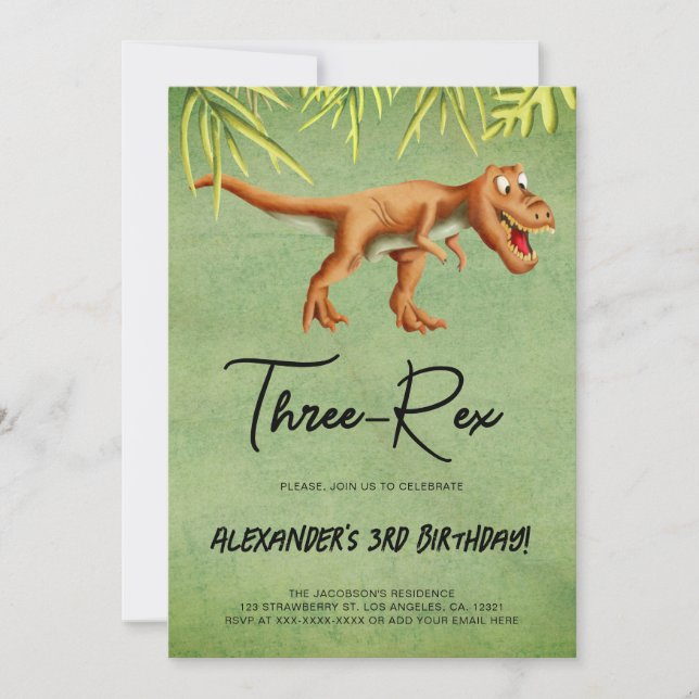 Dinosaur T Rex Birthday Party  Invitation (Front)