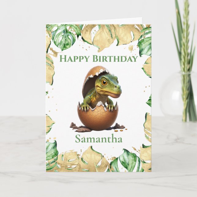 Dinosaur T Rex Birthday Roar Jurassic Card (Front)