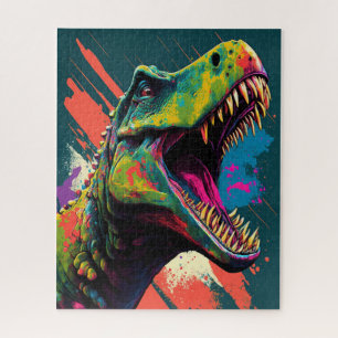 Dinosaur T Rex  Blue Green Jurassic Jigsaw Puzzle