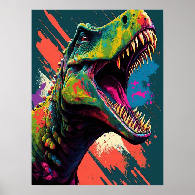 Dinosaur T Rex  Blue Green Jurassic  Poster (Front)