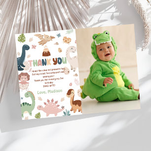 Dinosaur T-Rex Boy Birthday Photo Carte de remerci